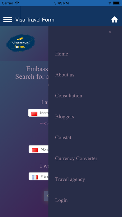 VISA travel forms and tools screenshot 4