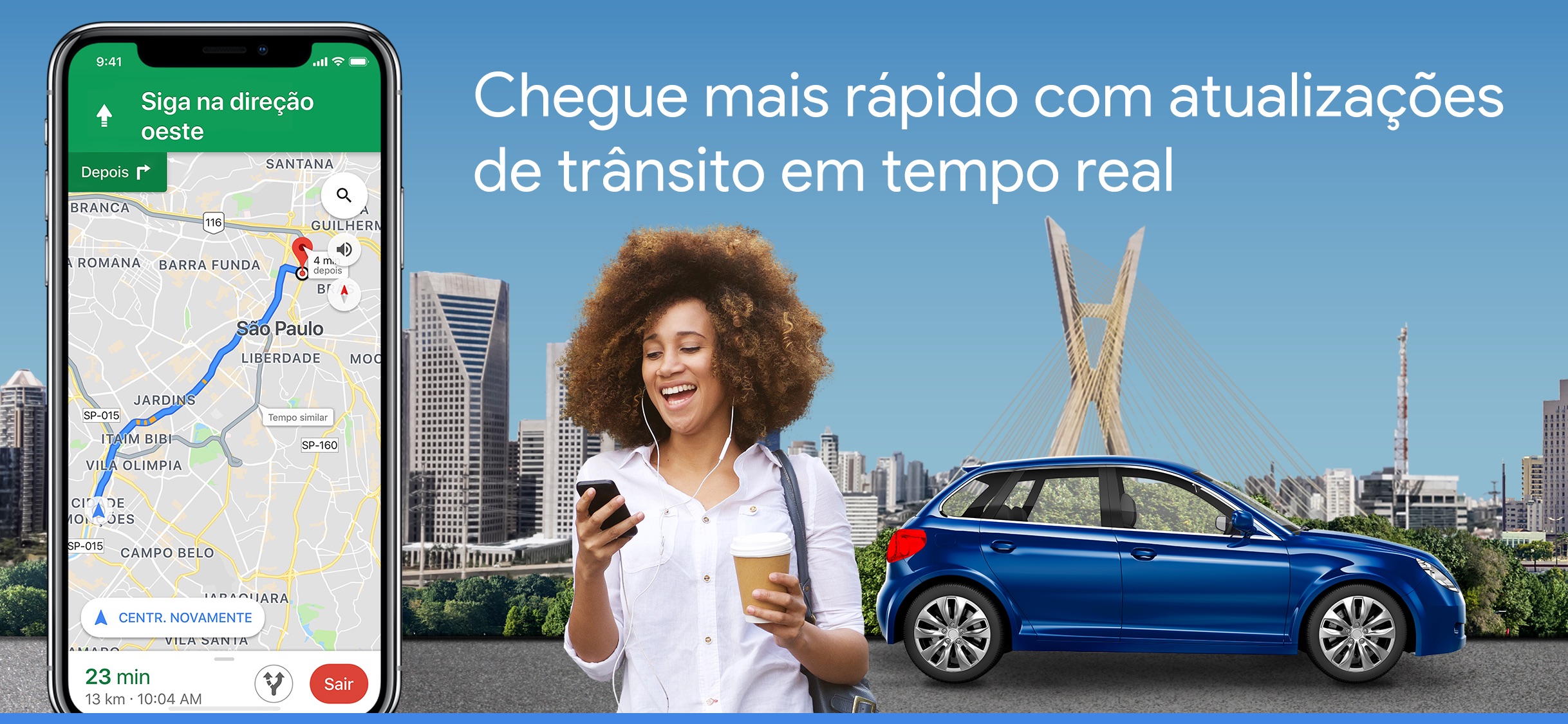 Screenshot do app Google Maps -trânsito & comida