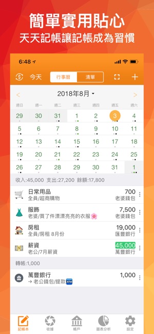 天天記帳 簡單 實用的記帳本(圖1)-速報App