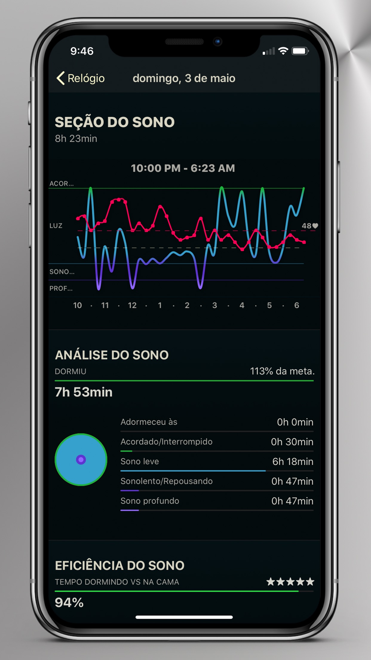 Screenshot do app AutoSleep. Monitore seu sono.