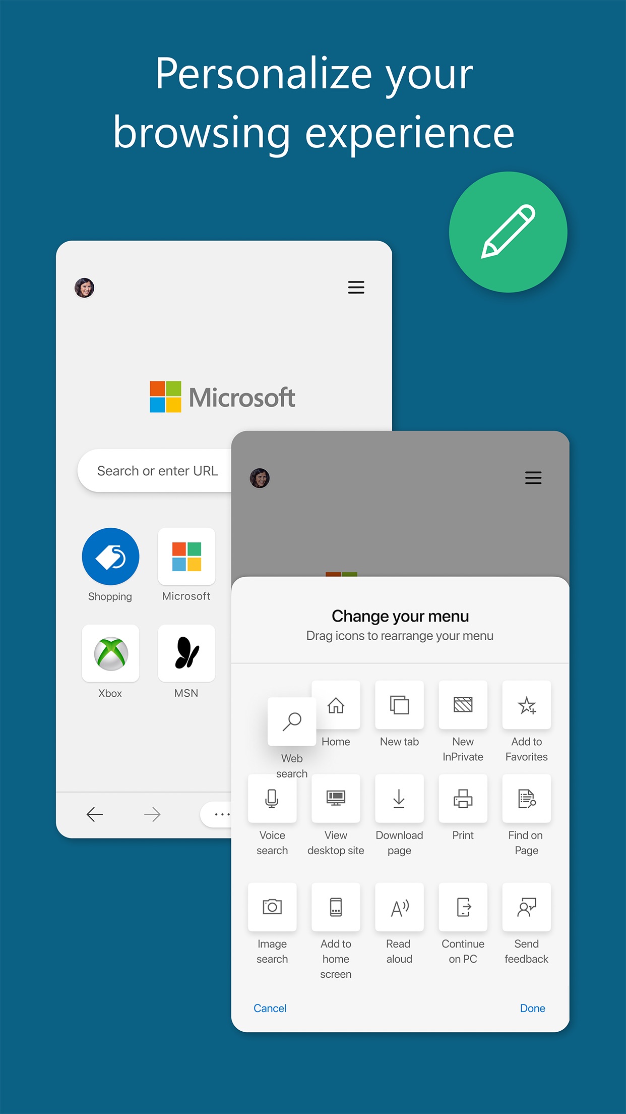 Screenshot do app Microsoft Edge