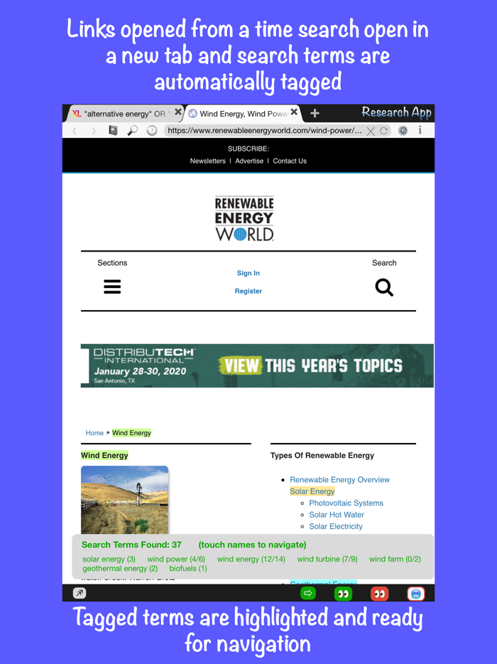 Research App - Saved Searches