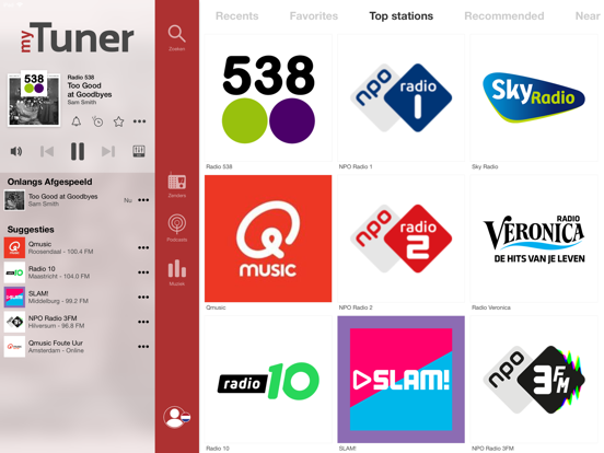 myTuner Radio Nederland België iPad app afbeelding 1