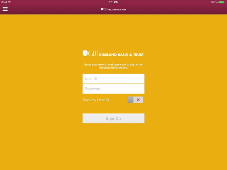Gibsland Bank Mobile for iPad