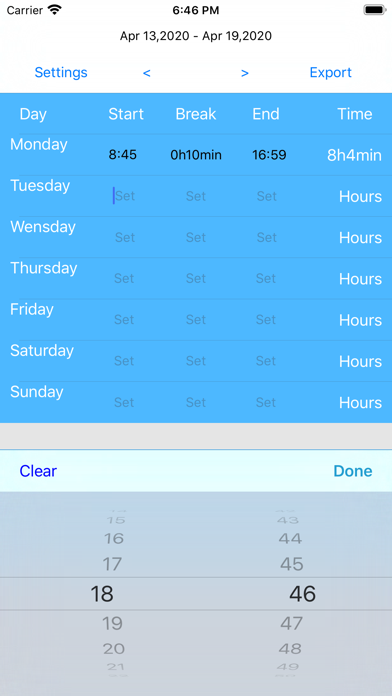Work Hours Tracker Time Sheet screenshot 3