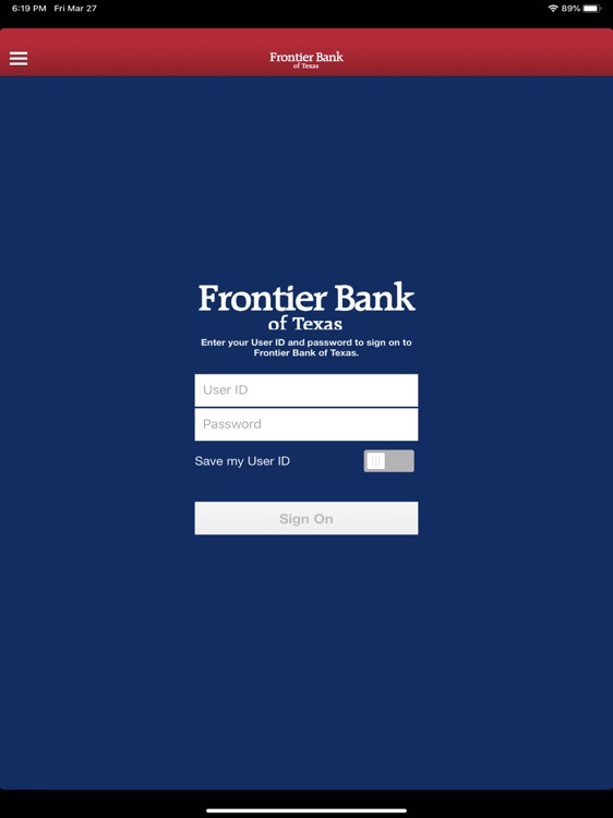 Frontier Bank of Tx for iPad