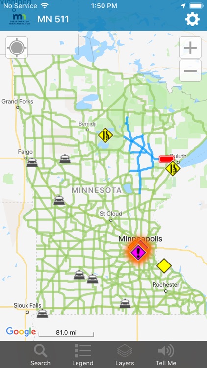 Mn 511 Winter Road Conditions Map Minnesota 511 By Minnesota Department Of Transportation