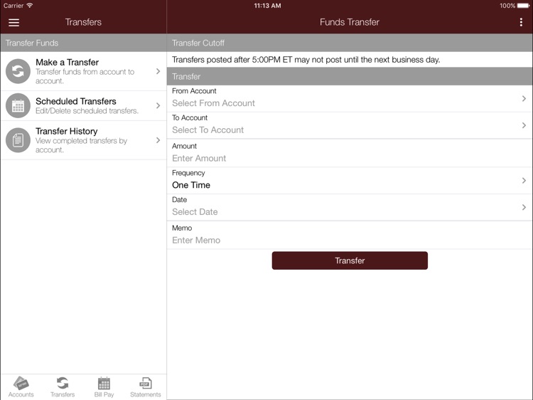 F & M App for iPad