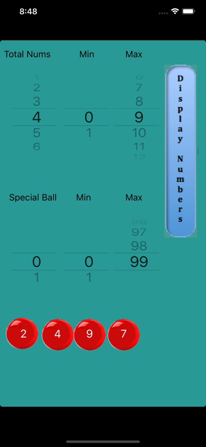 Quick Pick Numbers App