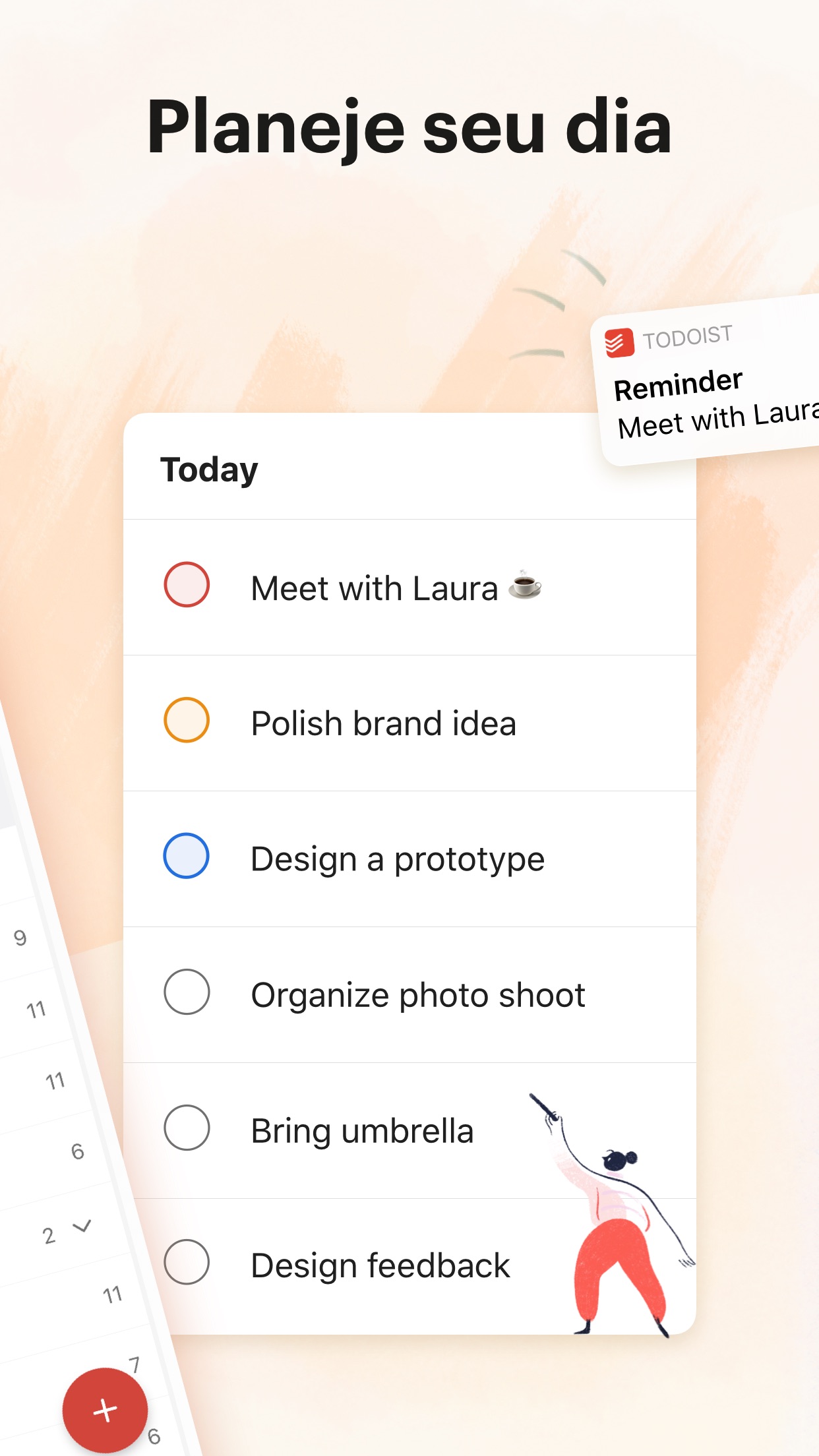 Screenshot do app Todoist: To do list e tarefas