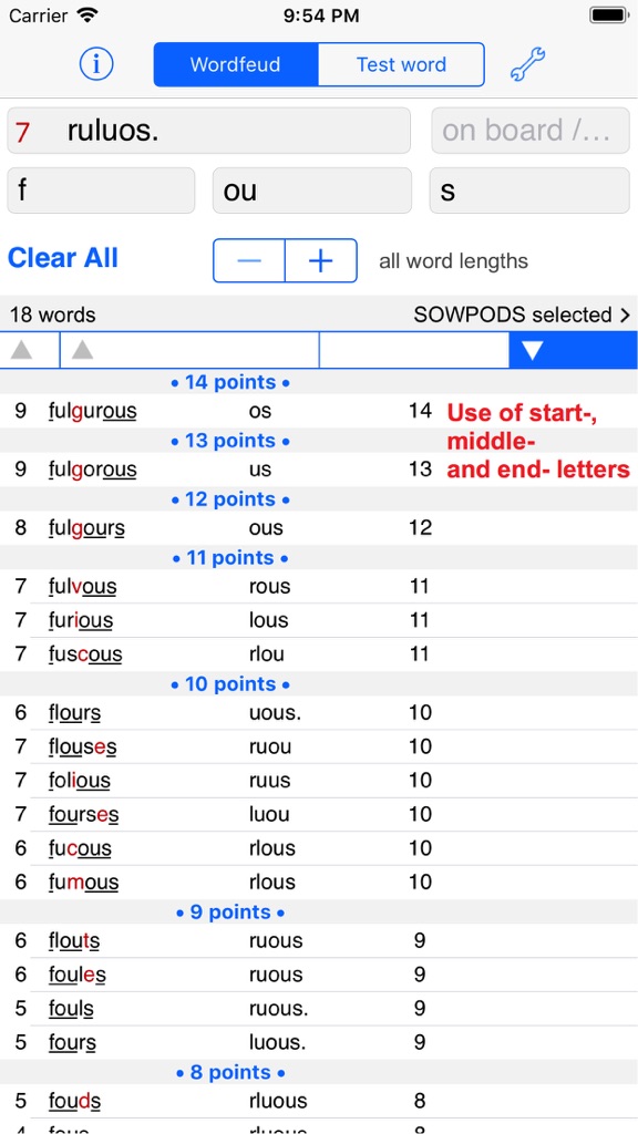 【图】Words Finder Wordfeud/SOWPODS(截图2)