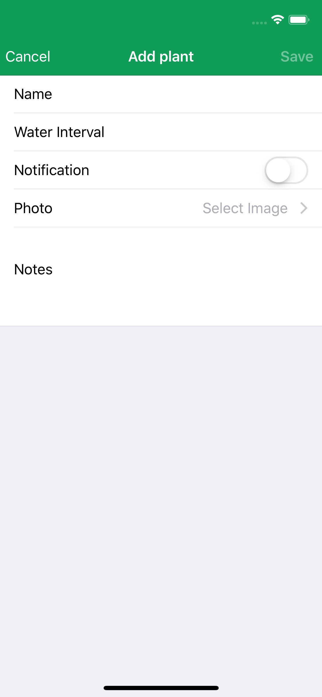 Screenshot do app Plant Reminder