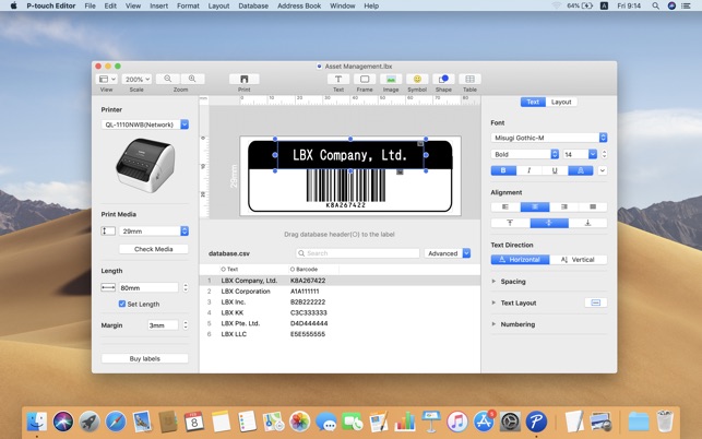 Label printing app for mac