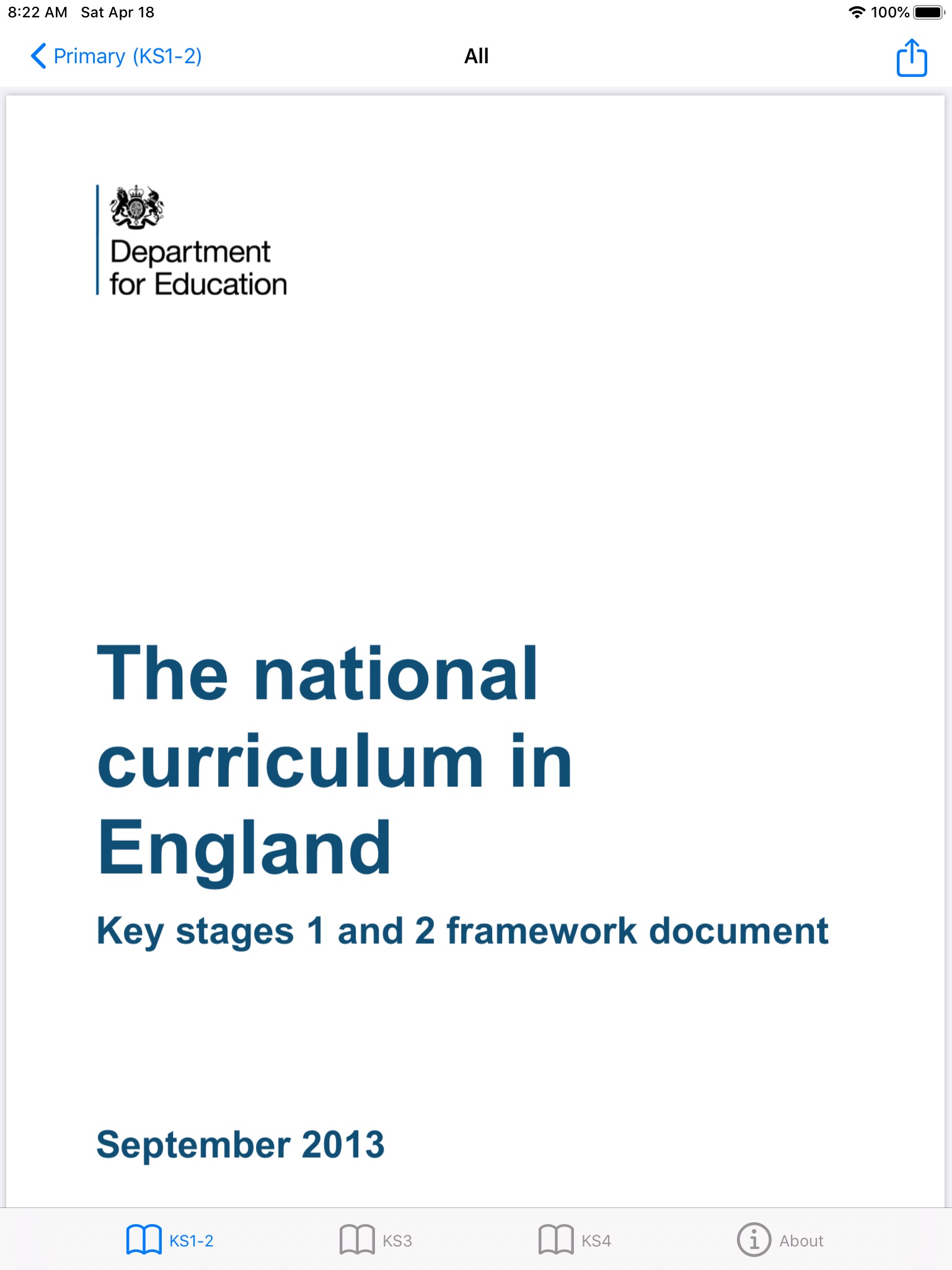 National Curriculum in England screenshot 2