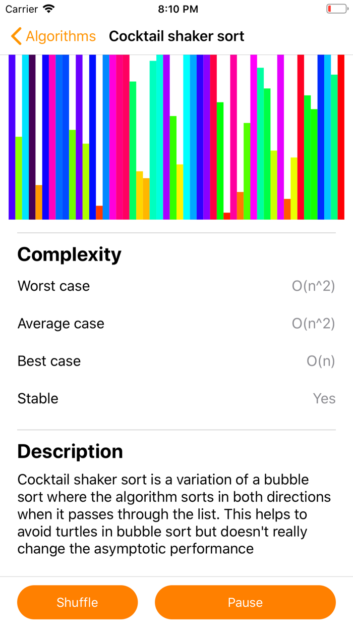 Sorting algorithms visualised