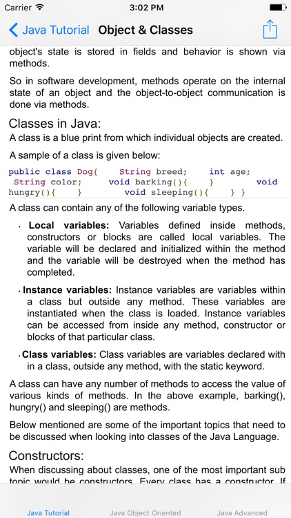 Tutorial of Java