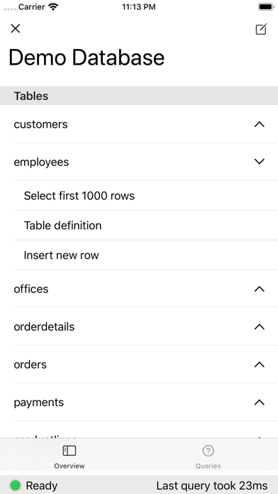 MySQL Commander for iPhone screenshot 2