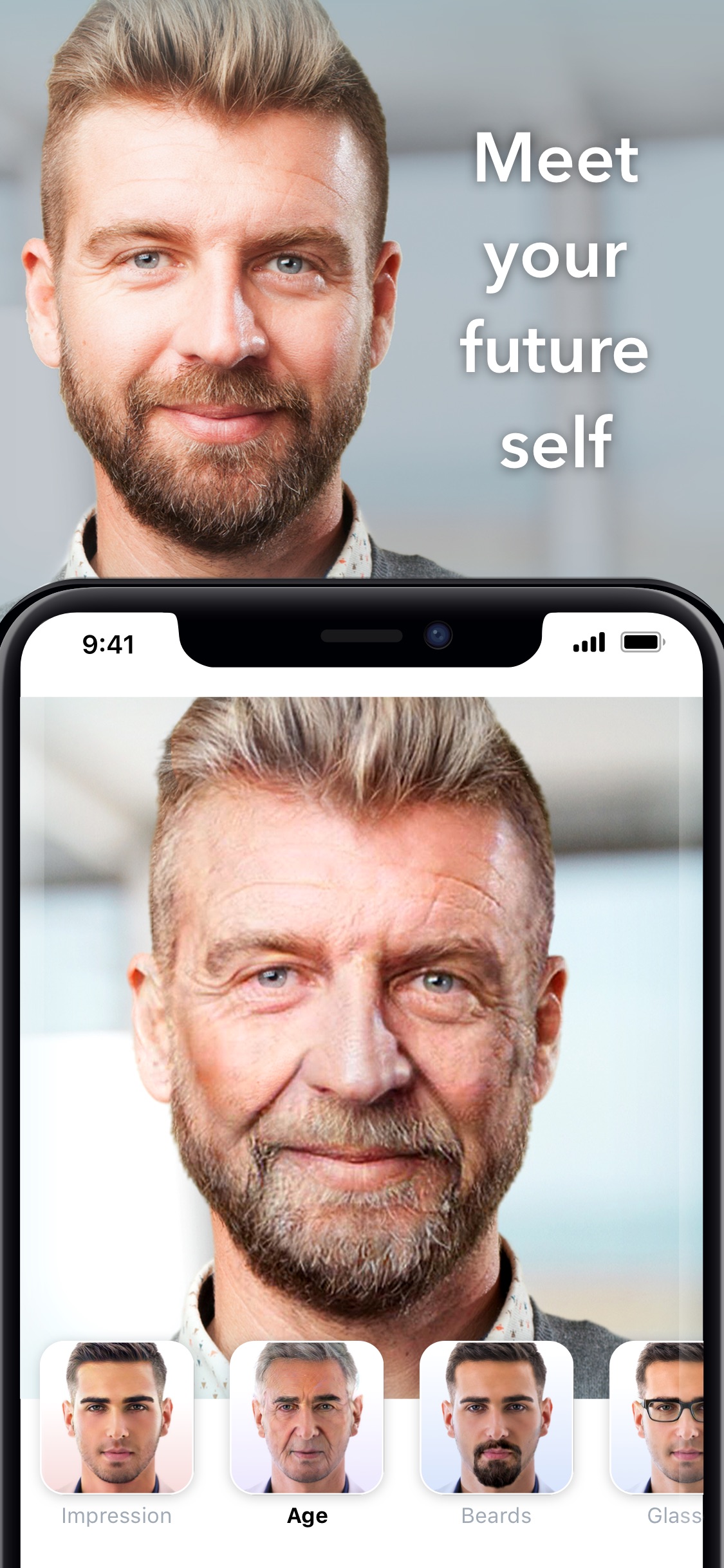 Screenshot do app FaceApp - Editor Facial com IA