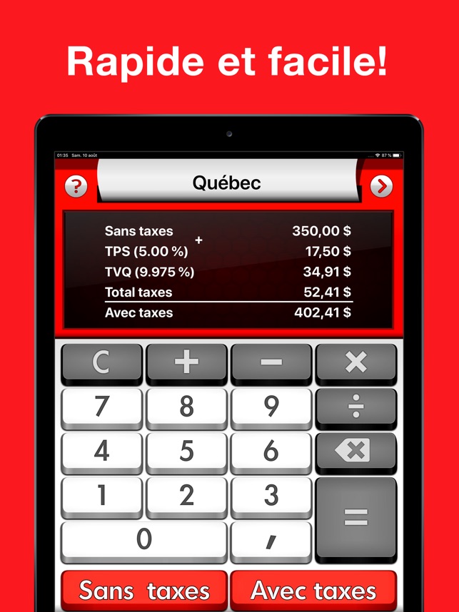 Calcul Taxes Quebec Tax Me Pro Dans L App Store