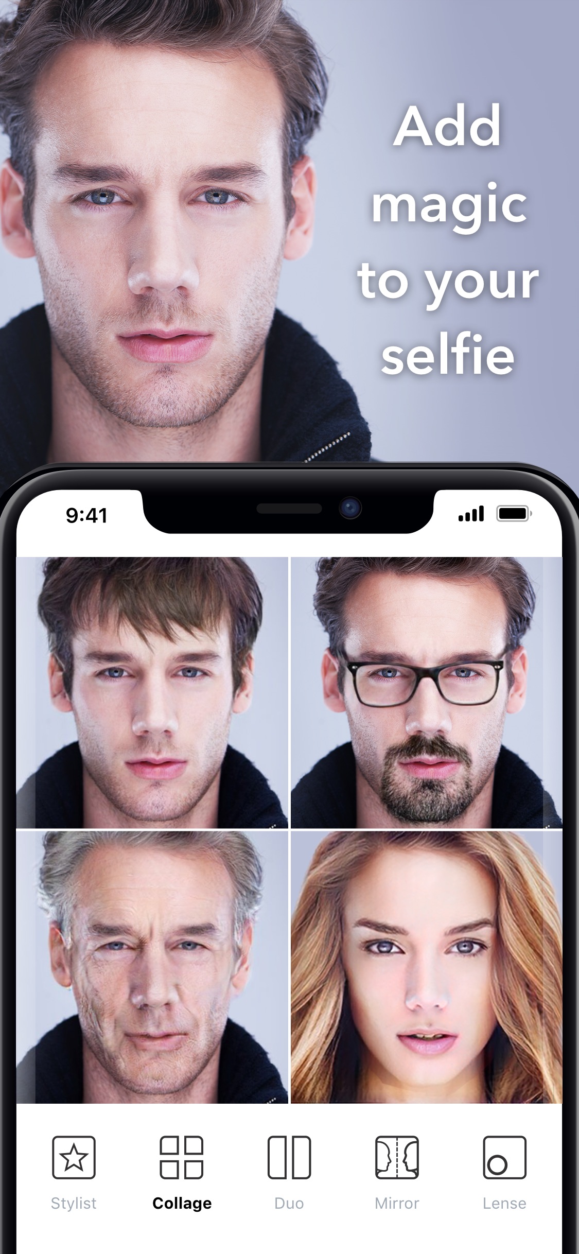 Screenshot do app FaceApp - Editor Facial com IA