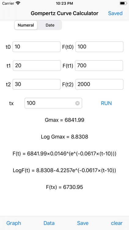 Gompertz curve Calculator