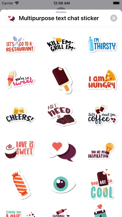 Multipurpose text chat sticker