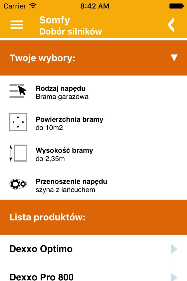 Somfy Dobór Bram screenshot 3