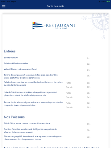 Restaurant SNG Menu - náhled