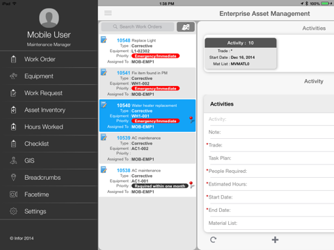 Infor EAM Mobile Connected - náhled
