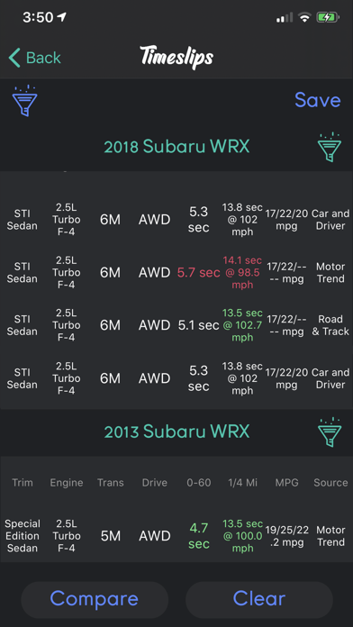 Timeslips Vehicle Data & Specs screenshot 2