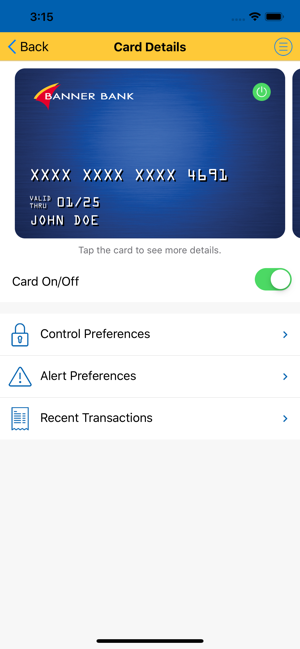 Banner Bank Debit Card Control On The App Store