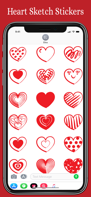 Heart Sketch iMessage Stickers(圖1)-速報App