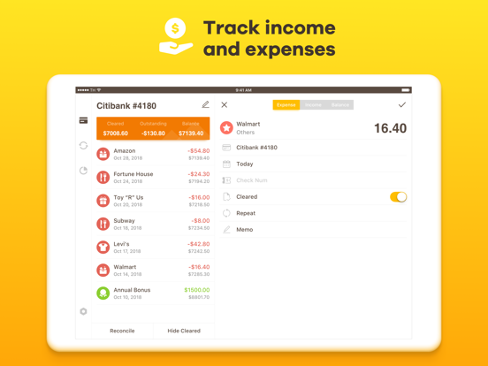 Checkbook - Spending, Income, Cashflow and Account Tracker screenshot