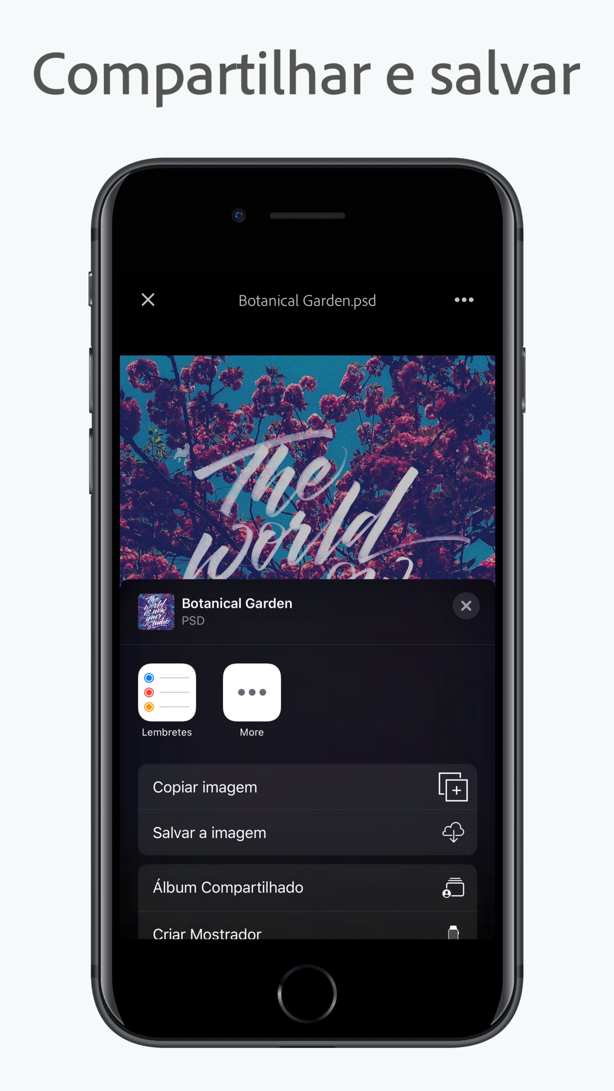 Screenshot do app Adobe Creative Cloud