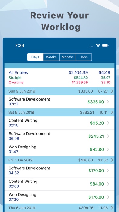 Hours and Pay Tracker: TimeLog screenshot 2