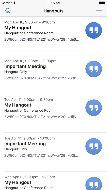 Entry for Google Meet Hangouts