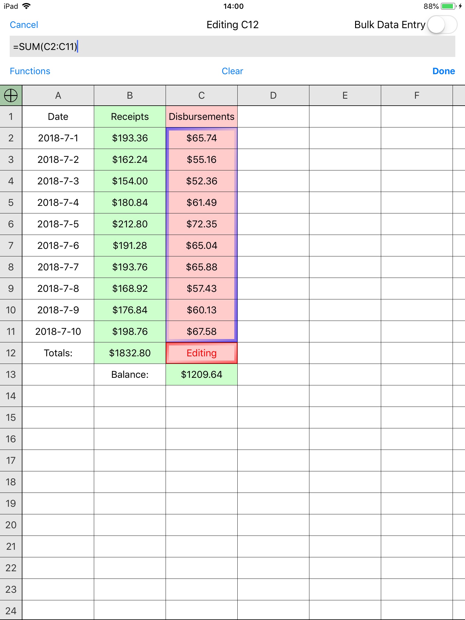 Utility Spreadsheet screenshot 2