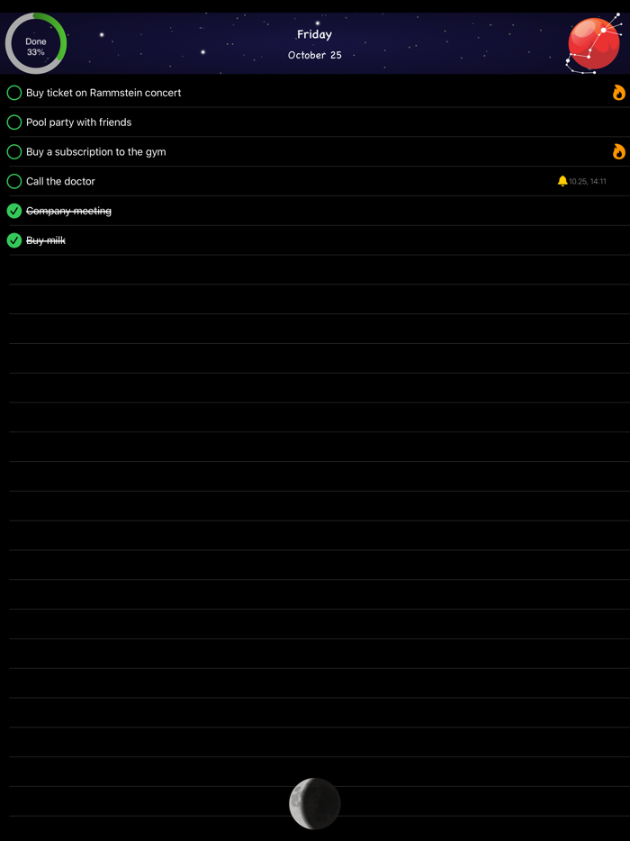 MoonToDo - Lunar to do list