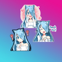 kawaii Blue Hair Emoji Sticker
