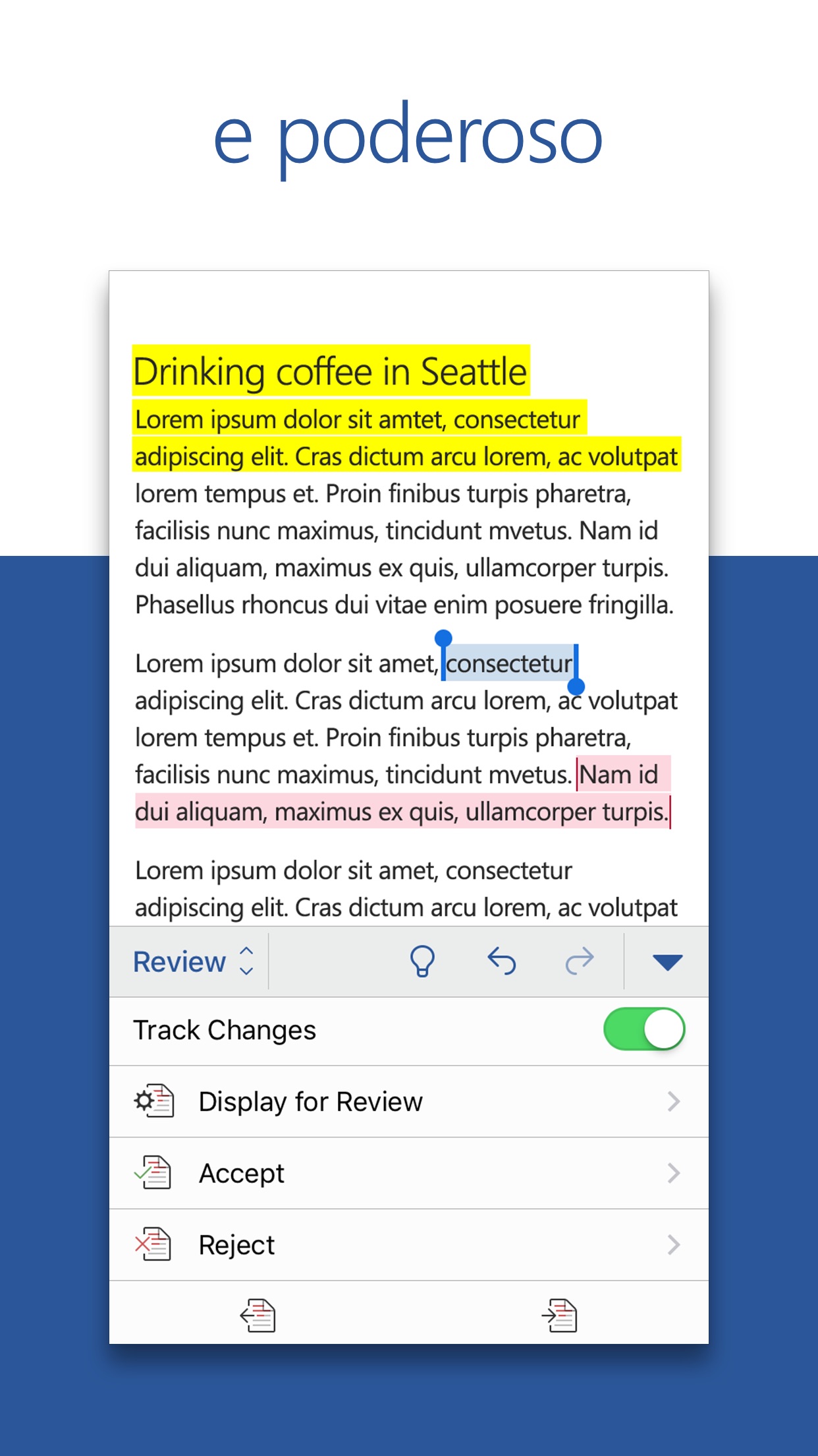 Screenshot do app Microsoft Word