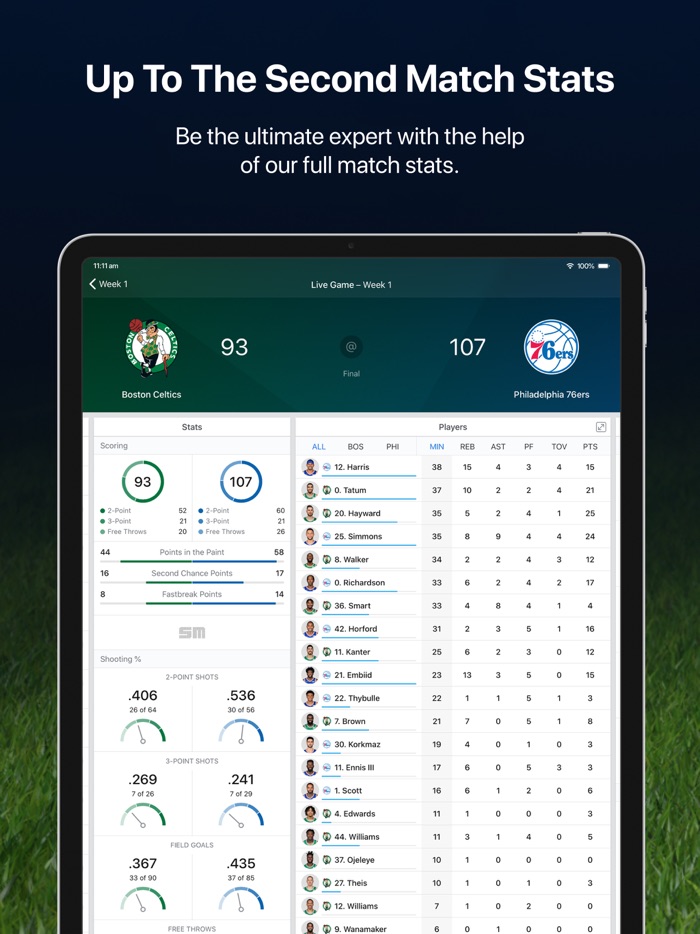 NBA Live for iPad Live scores