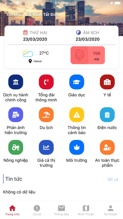 Công dân số tỉnh NT