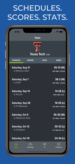 Texas Tech Football Schedules