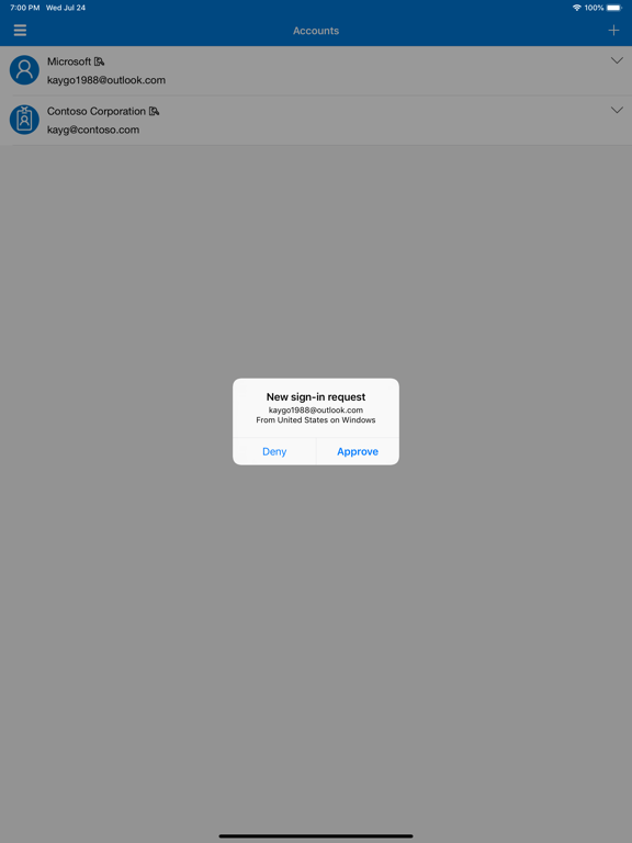 iPad Image of Microsoft Authenticator