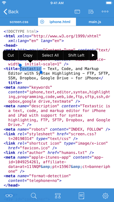Textastic Code Editor 9 screenshot1