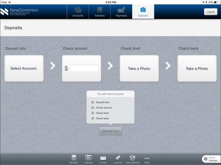 NewDominion Bank for the iPad