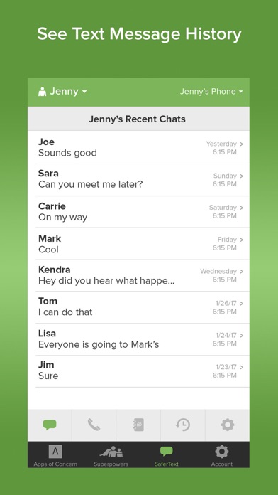 SaferKid Text Monitoring App Screenshot
