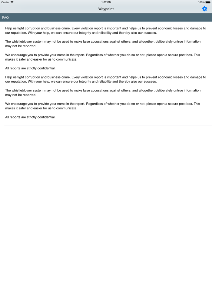 Waypoint GRC Whistleblower App