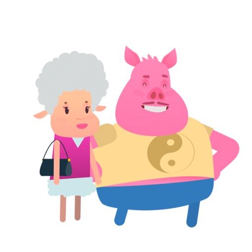 Pig and Sheep Animated Sticker Icon