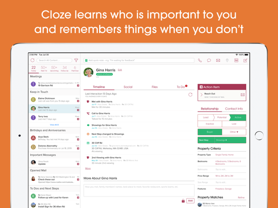 Cloze Relationship Management screenshot